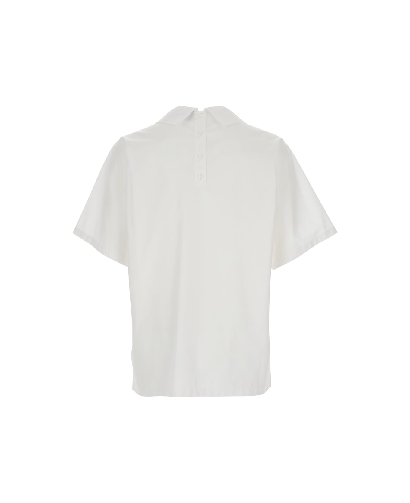MSGM White Shirt With Chest Patch In Cotton Man - White