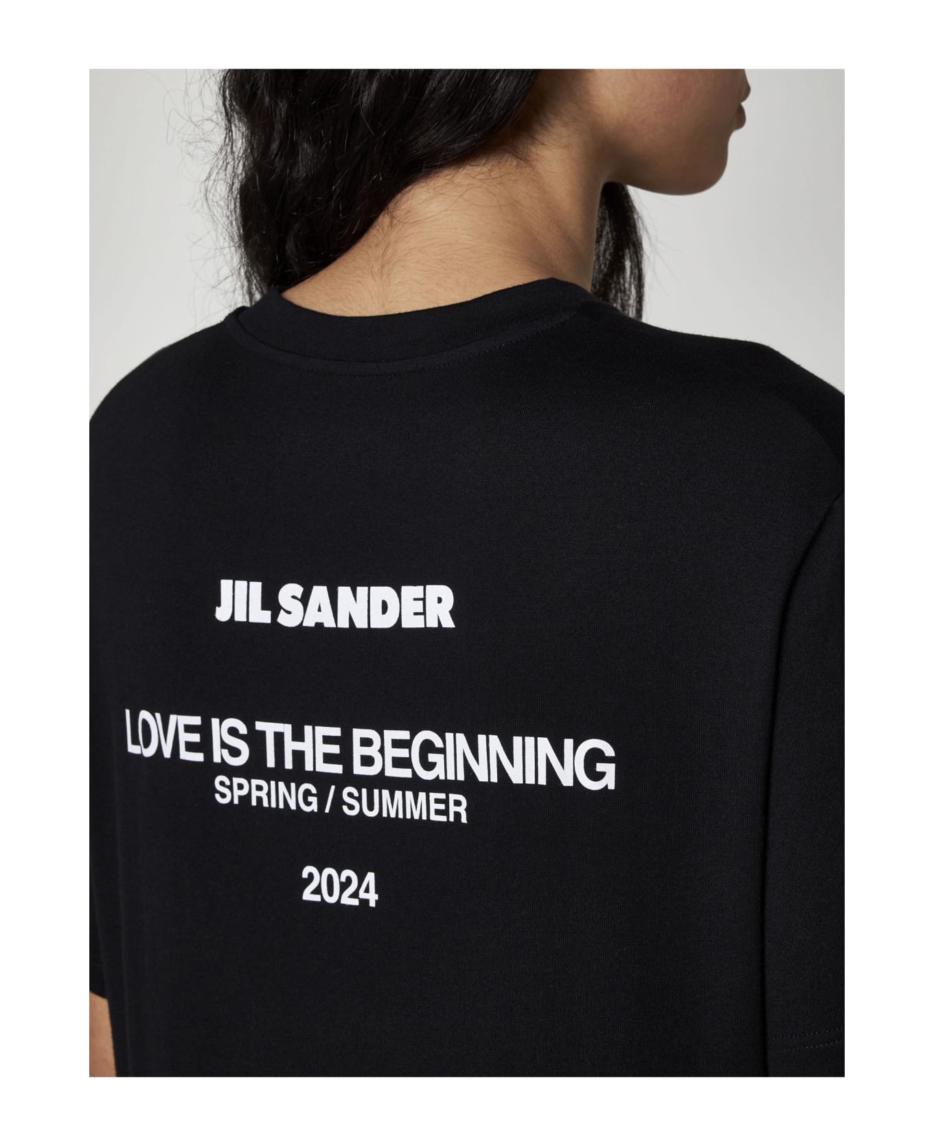 Jil Sander Back Logo Cotton T-shirt - BLACK