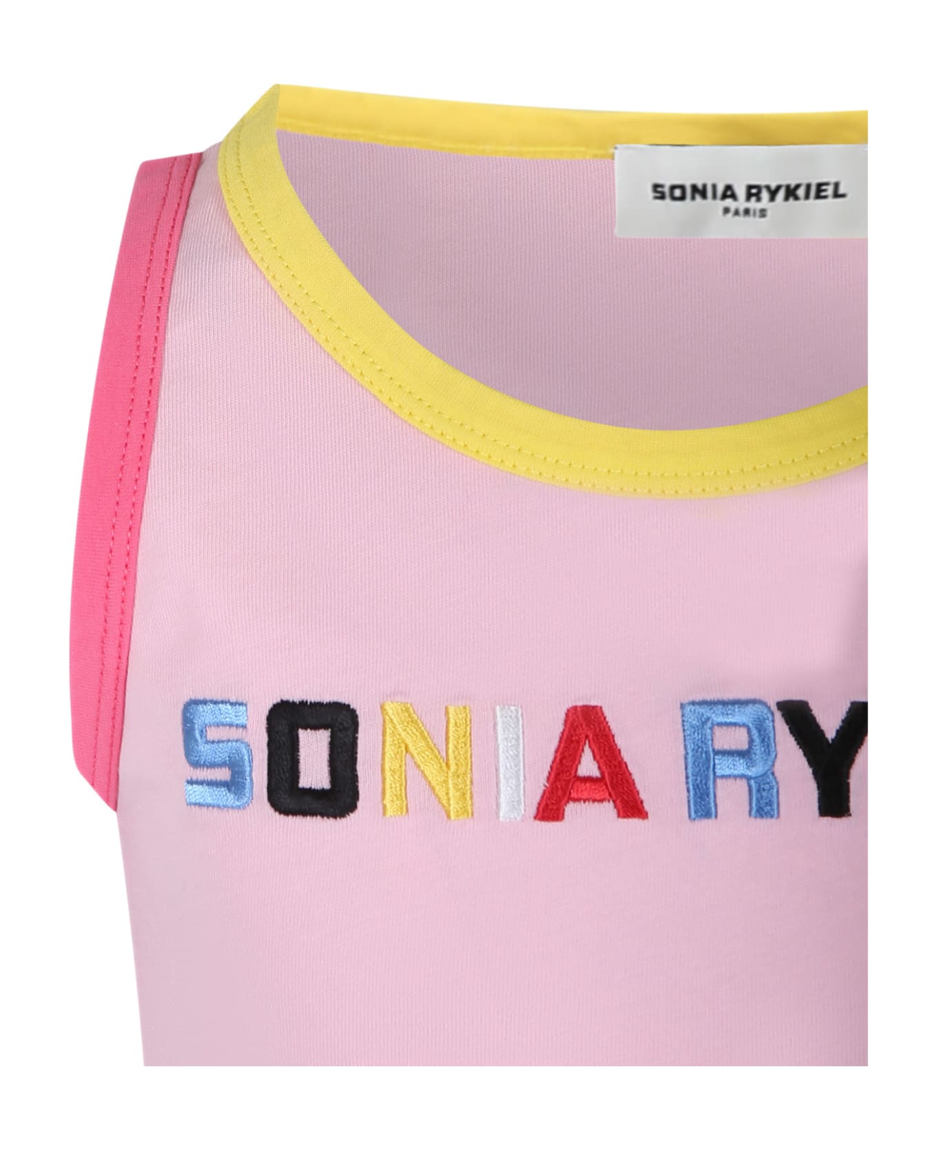 Rykiel Enfant Pink Tank Top For Girl With Logo - Pink