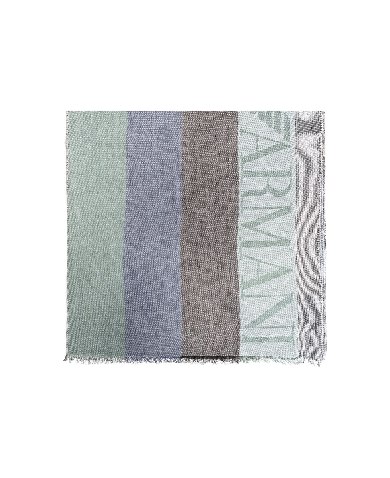 Emporio Armani Scarf With Logo - Green