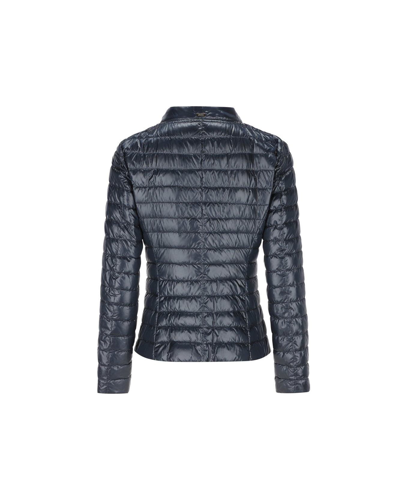 Herno Round Collar Down Jacket - BLUE