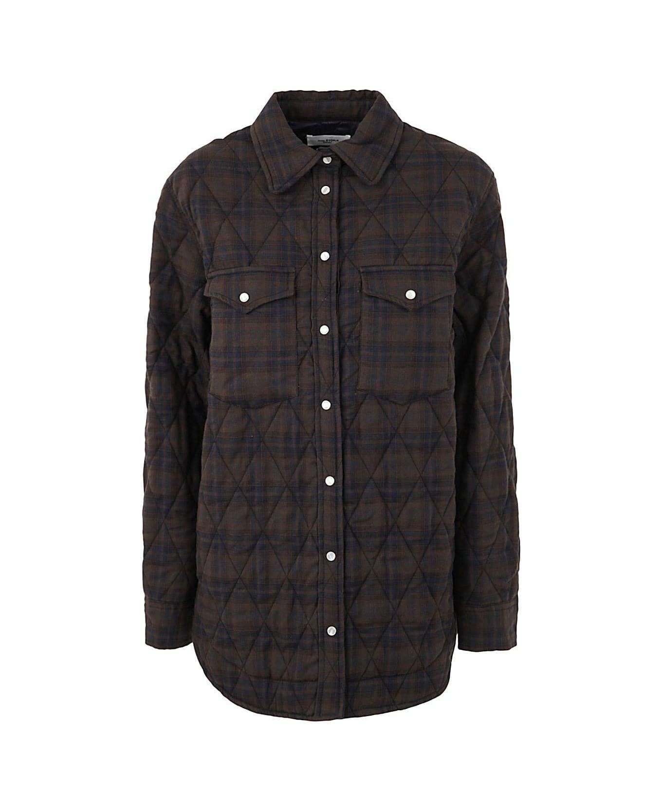 Marant Étoile Quilted Checked Button-up Shirt - Kaki