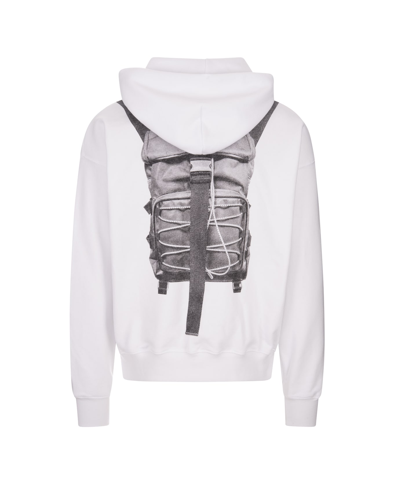 Off-White White Hoodie With Backpack Print - White