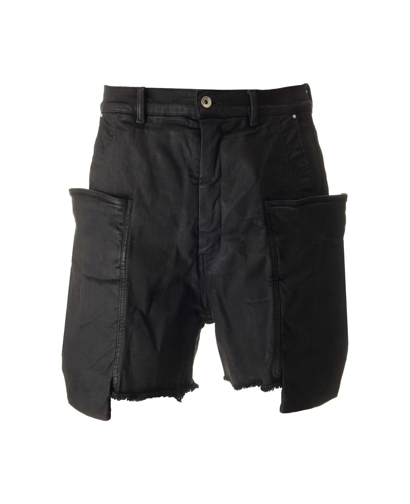 Rick Owens 'stefan' Denim Cargo Shorts - Black Wax