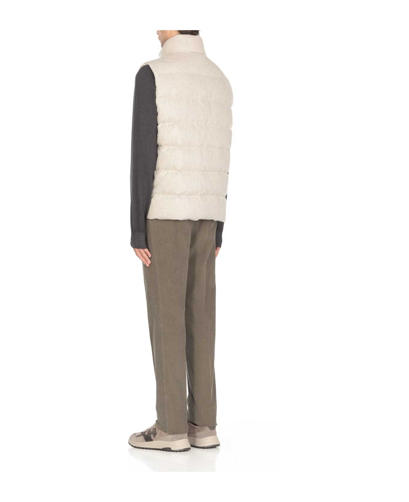 Fay Padded And Quilted Wool Sleeveless Jacket - Grey