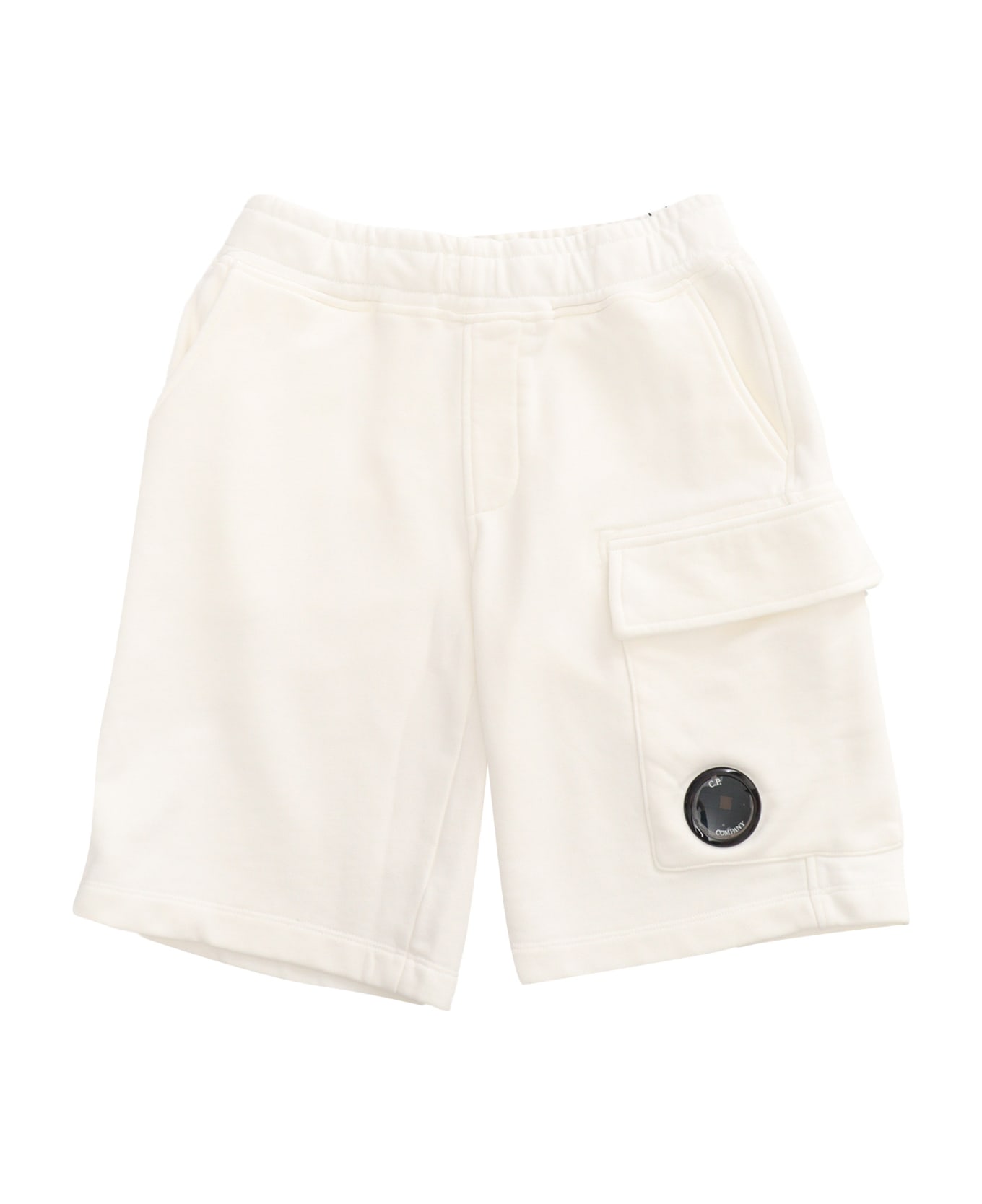 C.P. Company Undersixteen White Fleece Shorts - WHITE