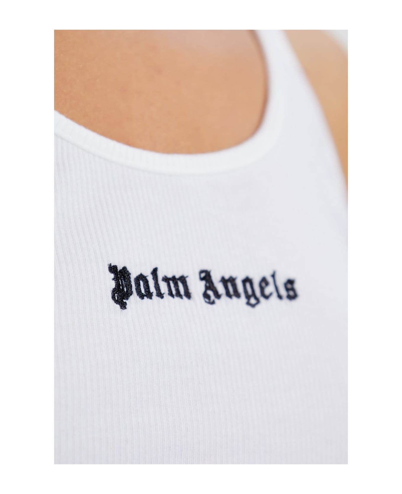 Palm Angels Logo Embroidered Ribbed Tank Top | italist