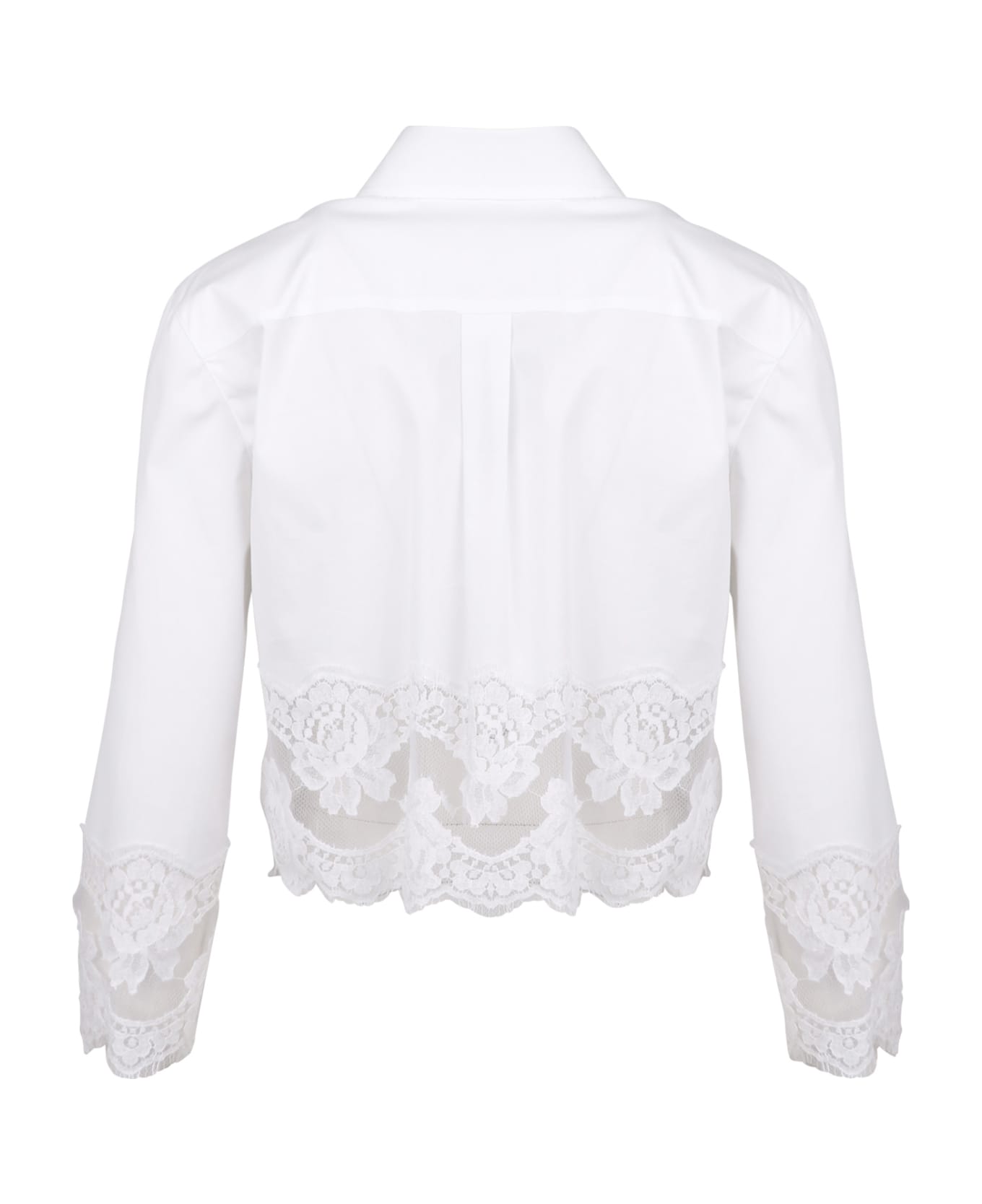 Dolce & Gabbana Lace Inserts Cotton Crop Shirt - Optical White シャツ