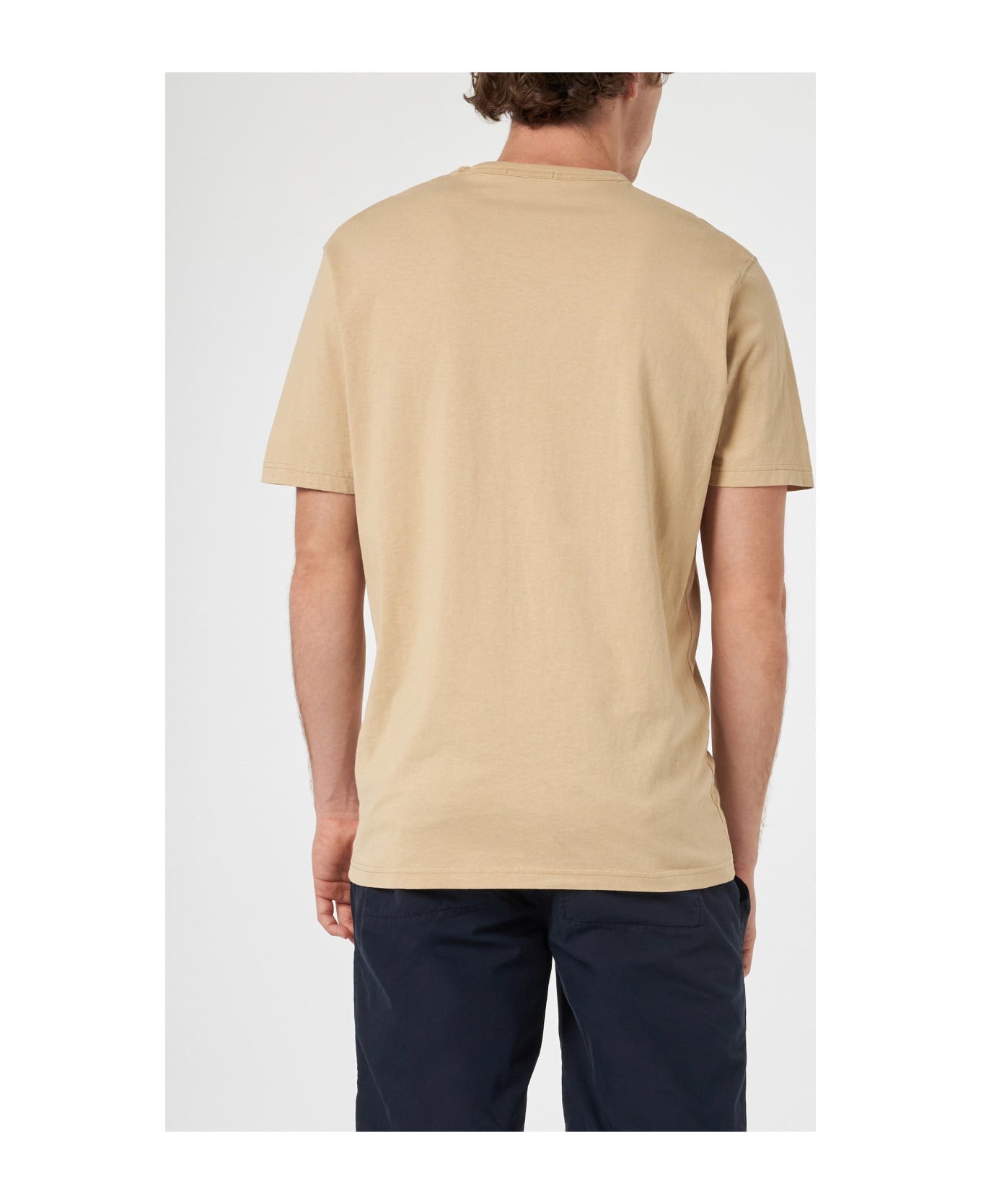 MC2 Saint Barth Man Beige Cotton Jersey T-shirt Dover With St. Barth Embroidery - WHITE