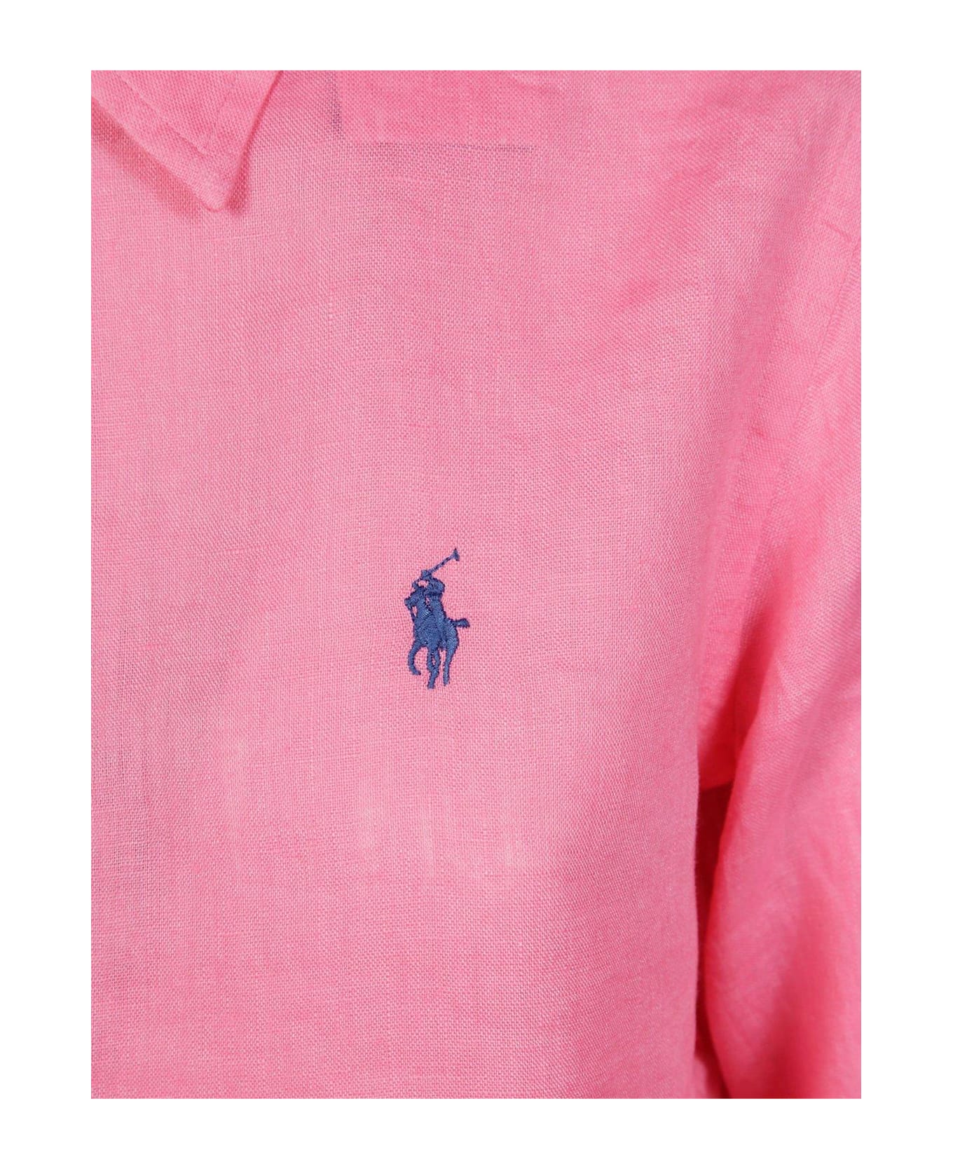 Polo Ralph Lauren Logo Embroidered Curved Hem Polo Shirt - Rosa Pallido