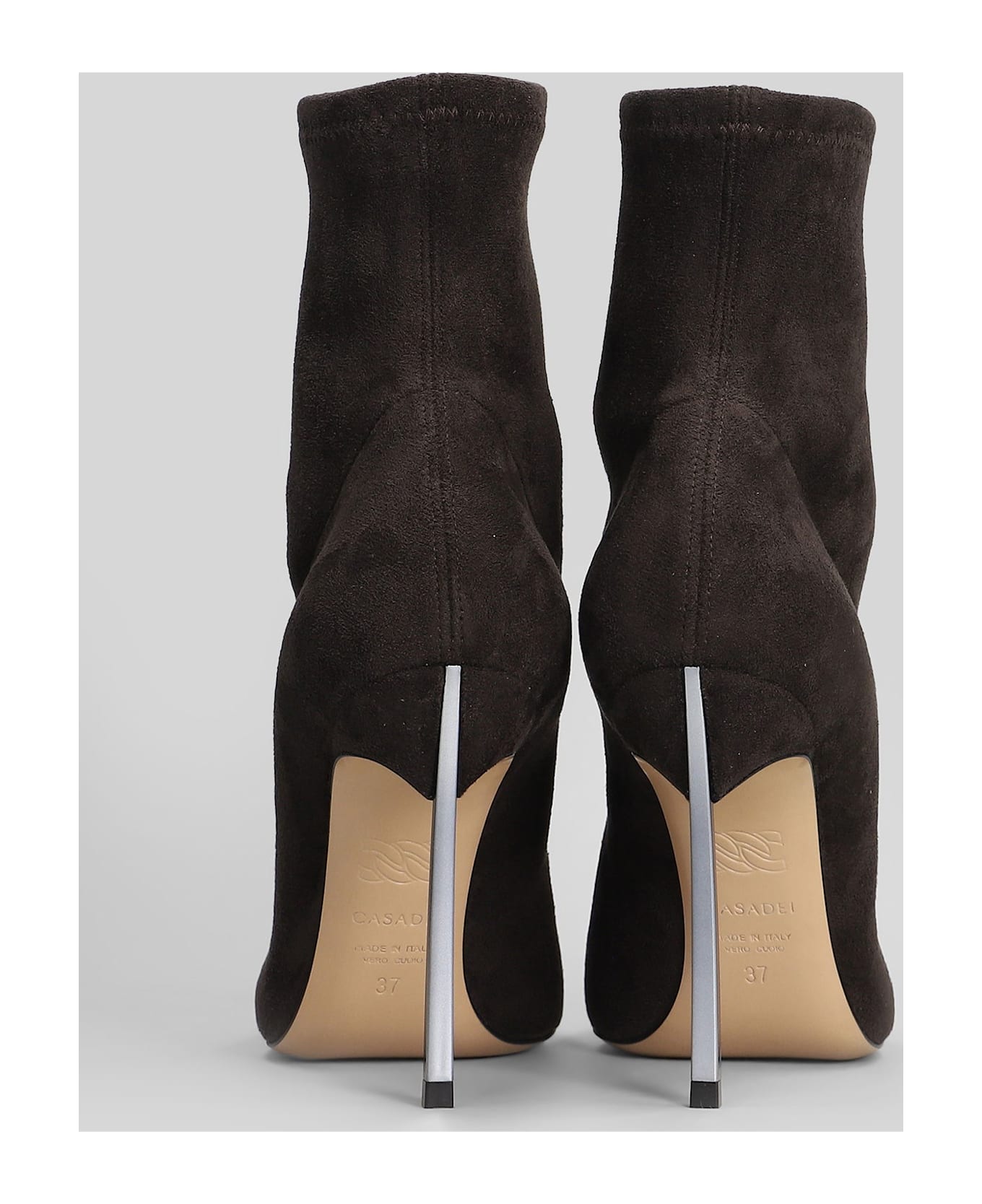 Casadei Blade Stretch High Heels Ankle Boots In Brown Suede - brown