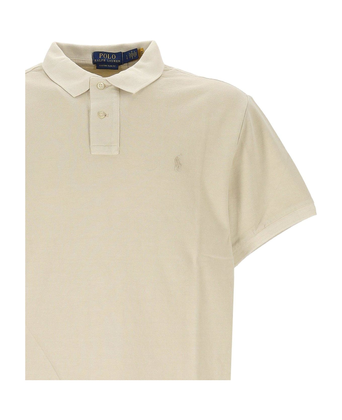 Polo Ralph Lauren Custom Slim Mineral-dyed Buttoned Polo Shirt - Natural