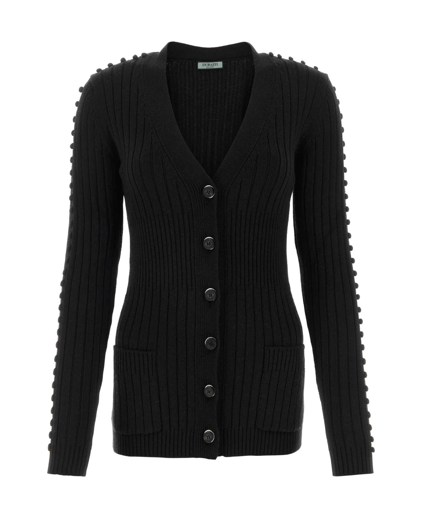 Durazzi Milano Black Wool Cardigan - BLACK