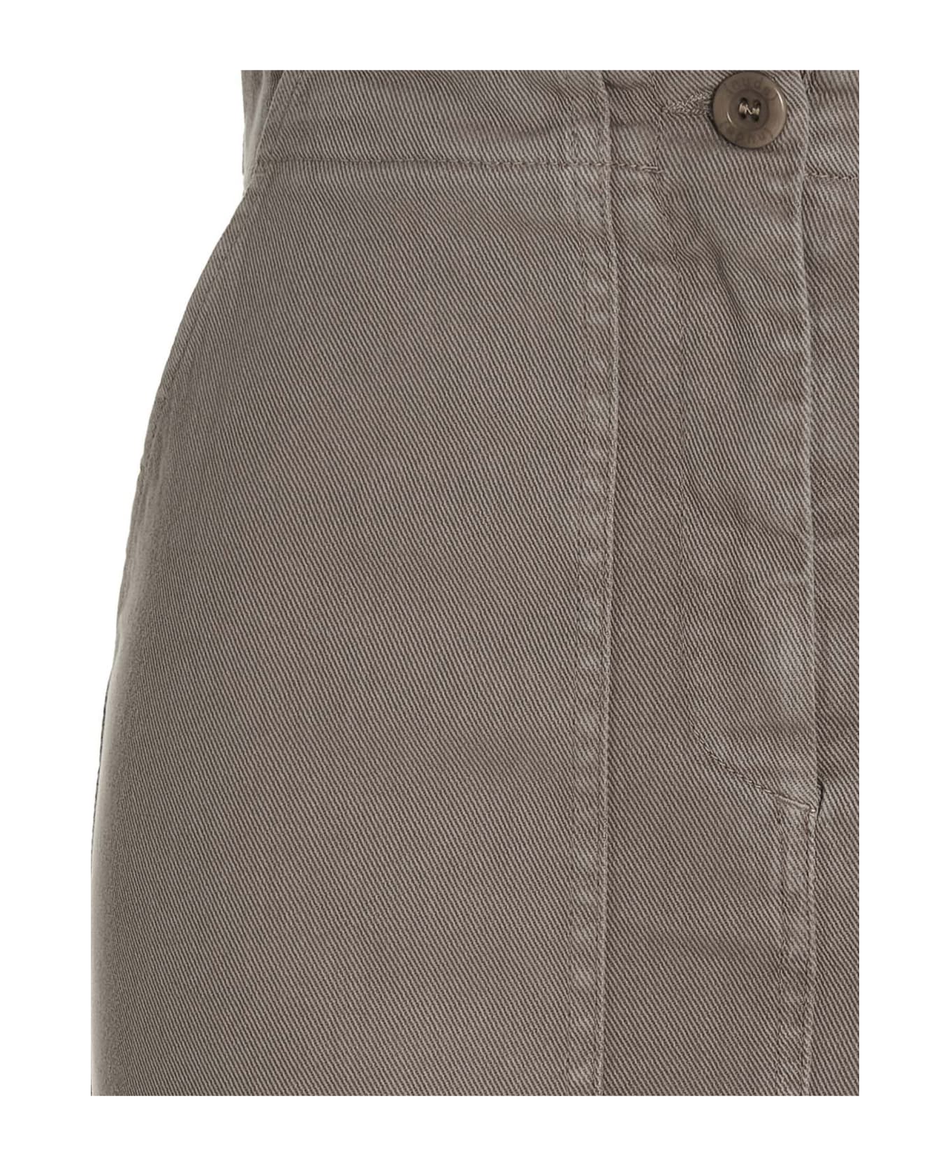 (nude) Midi Denim Skirt - Gray