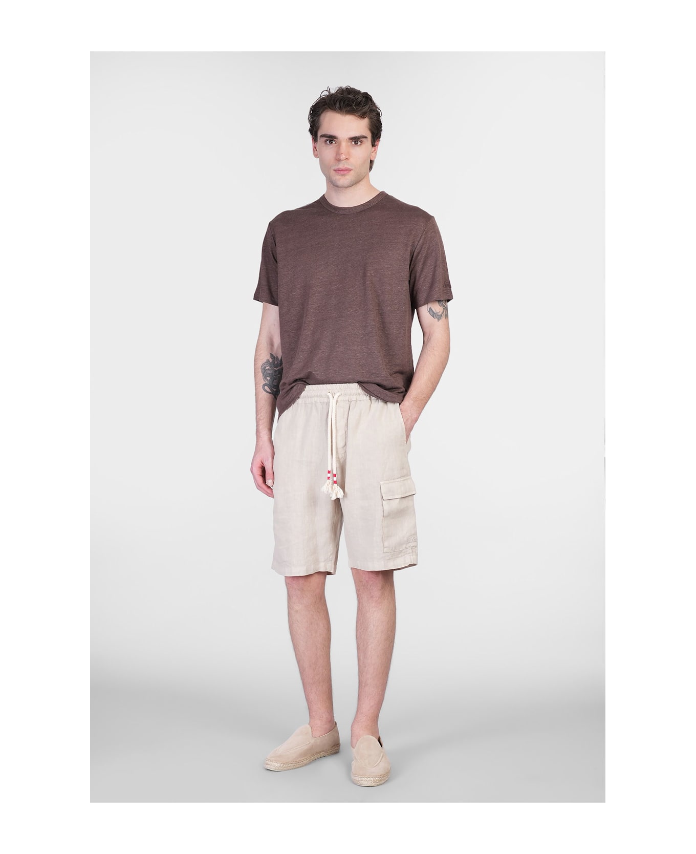 MC2 Saint Barth Marseille Shorts In Beige Linen - beige