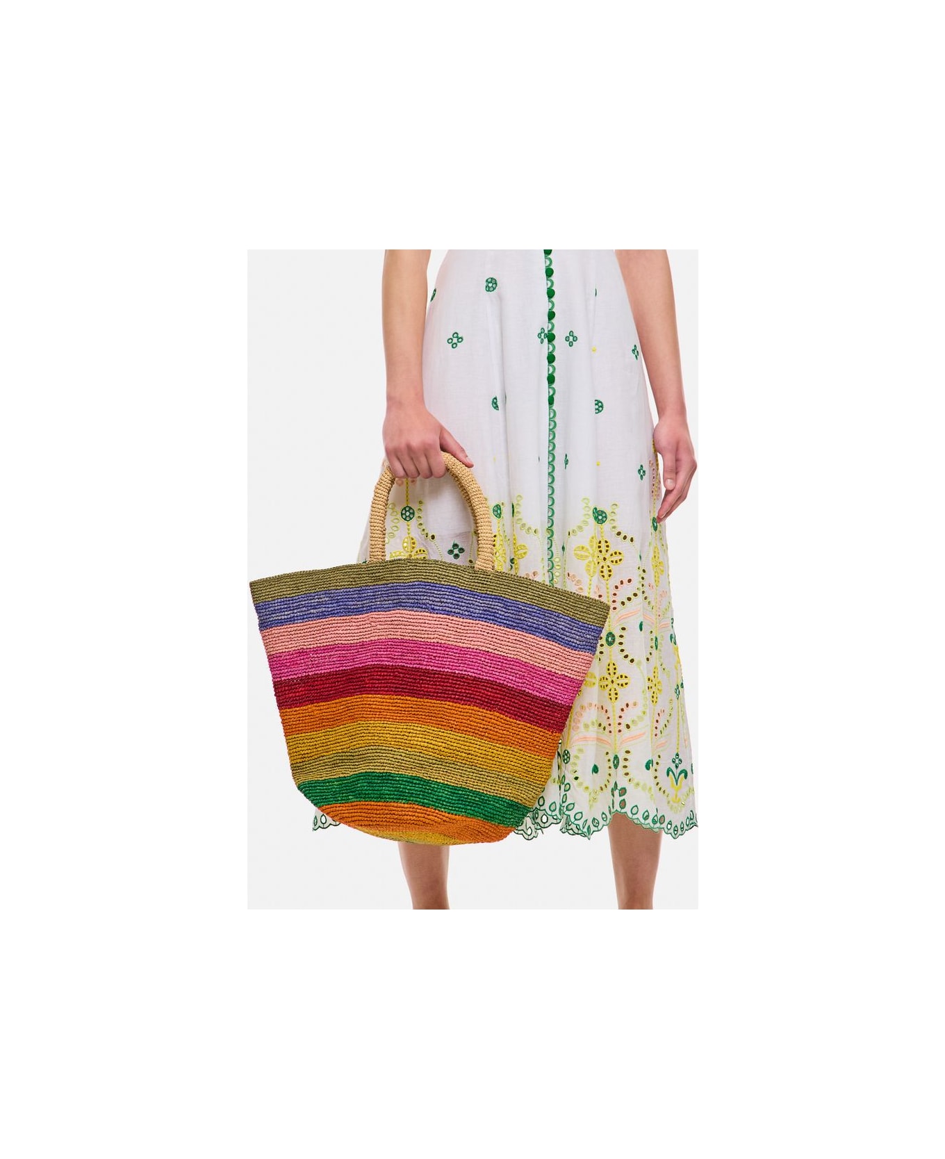 Manebi Striped Raffia Tote Bag - Multicolor