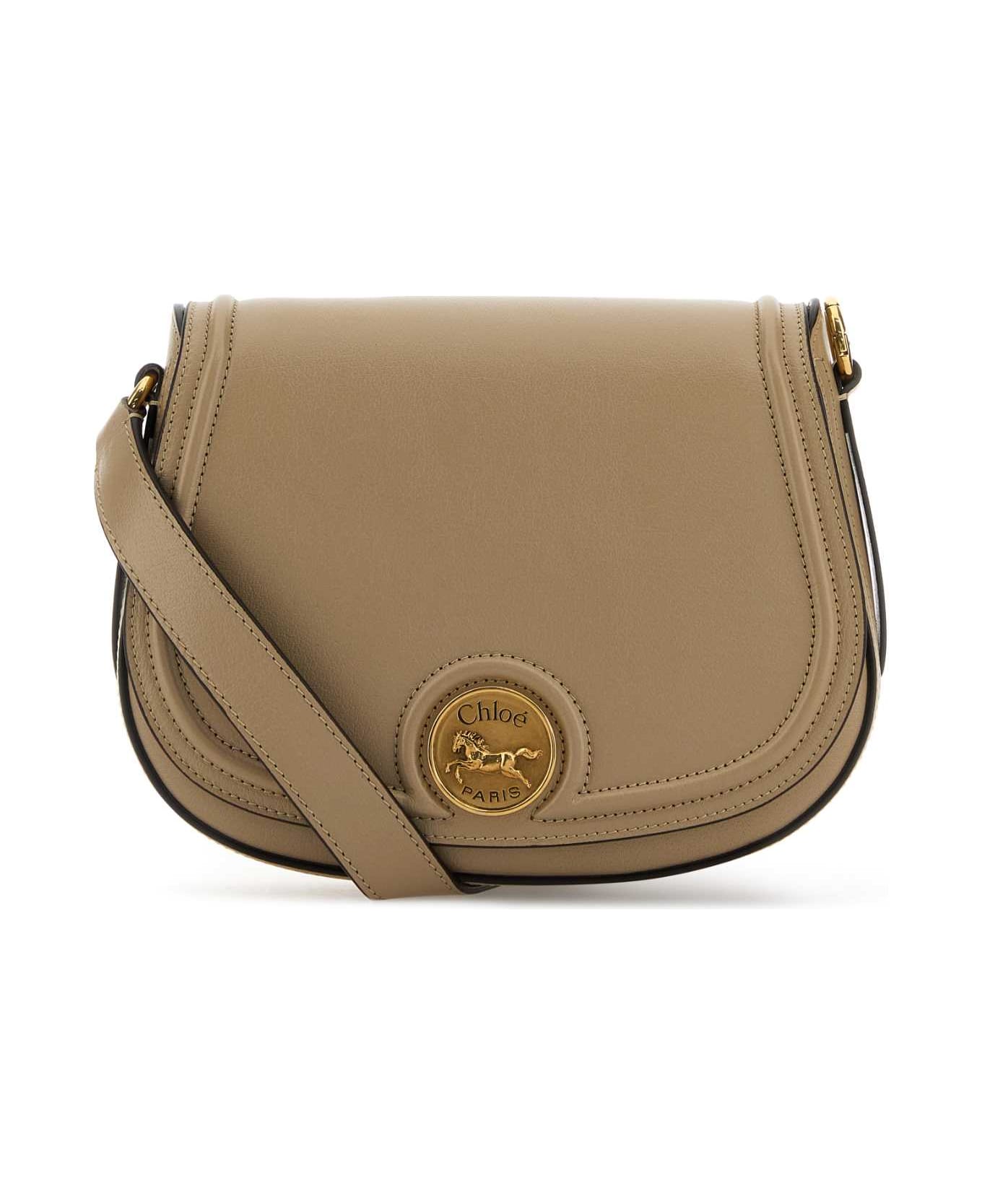 Chloé Cappuccino Leather Horse Medal Crossbody Bag - BROWN