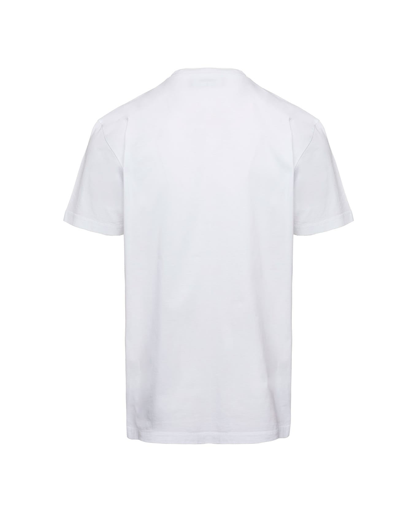 Dsquared2 White Crewneck T-shirt With Front Logo Print In Cotton Man - White