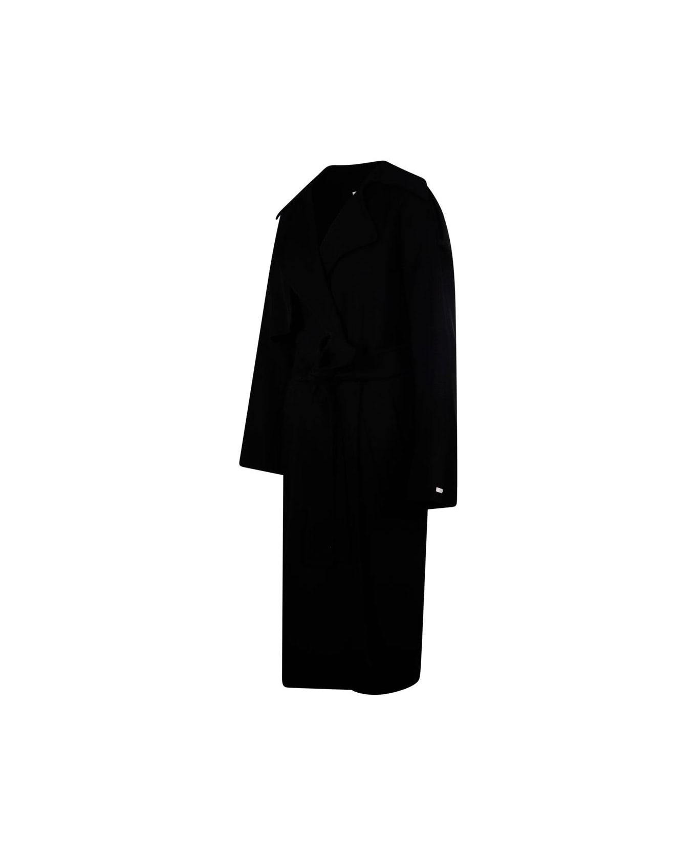 SportMax Belted Long-sleeved Coat - Black