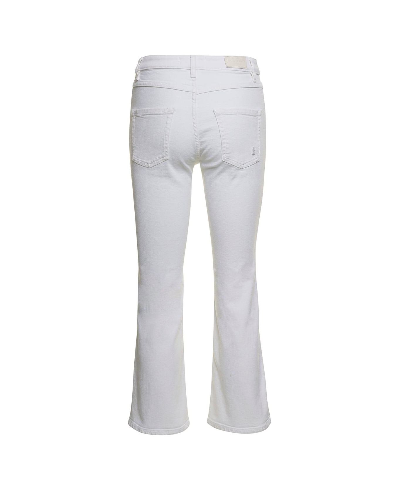 Icon Denim 'pam' White Five-pockets Flared Jeans In Cotton Blend Denim Woman - White ボトムス
