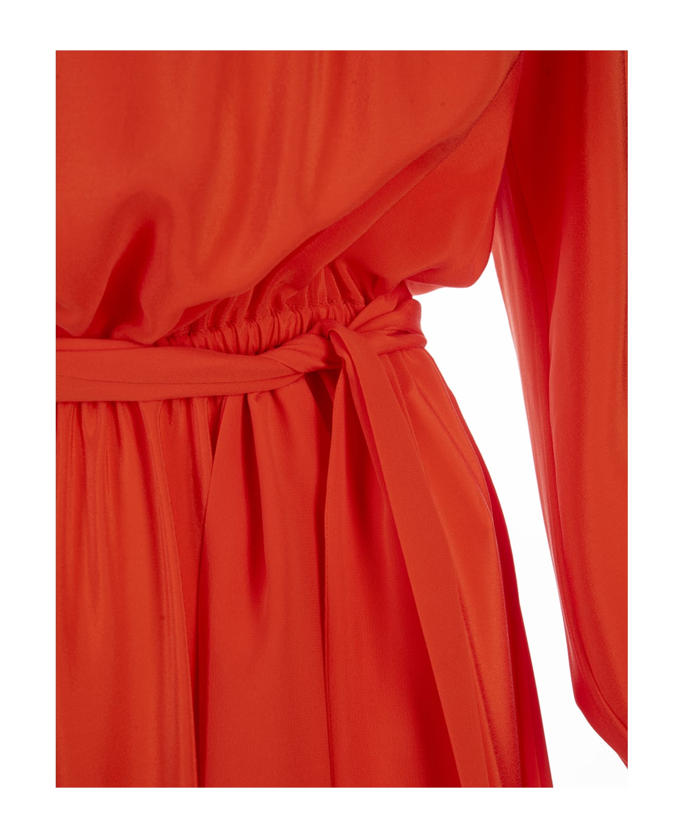 Kiton Bright Orange Silk Shirt Long Dress - Orange