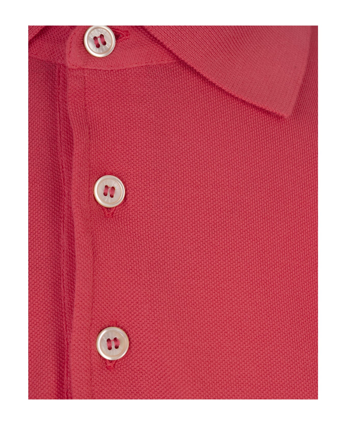 Fedeli Red Cotton Pique Polo Shirt - Red