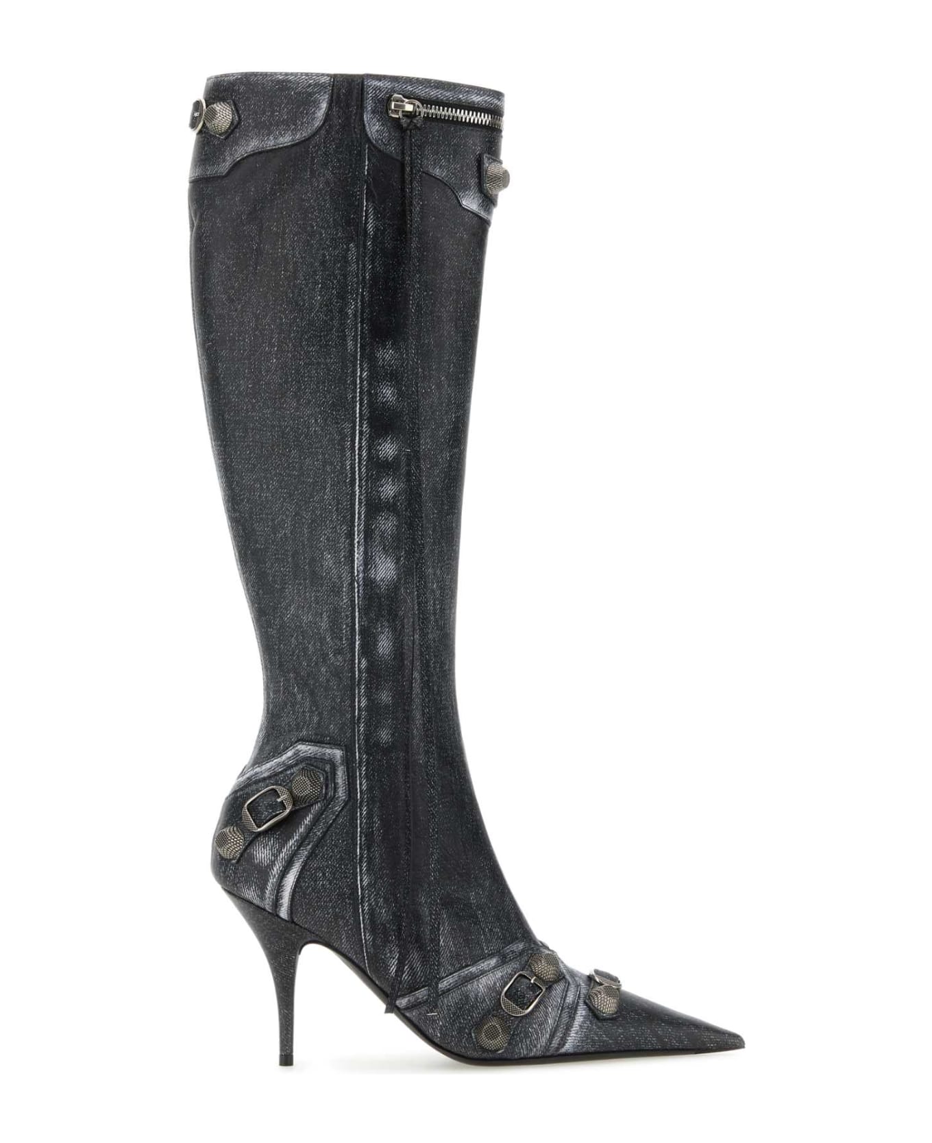 Balenciaga Printed Nappa Leather Cagole Boots - BLACK