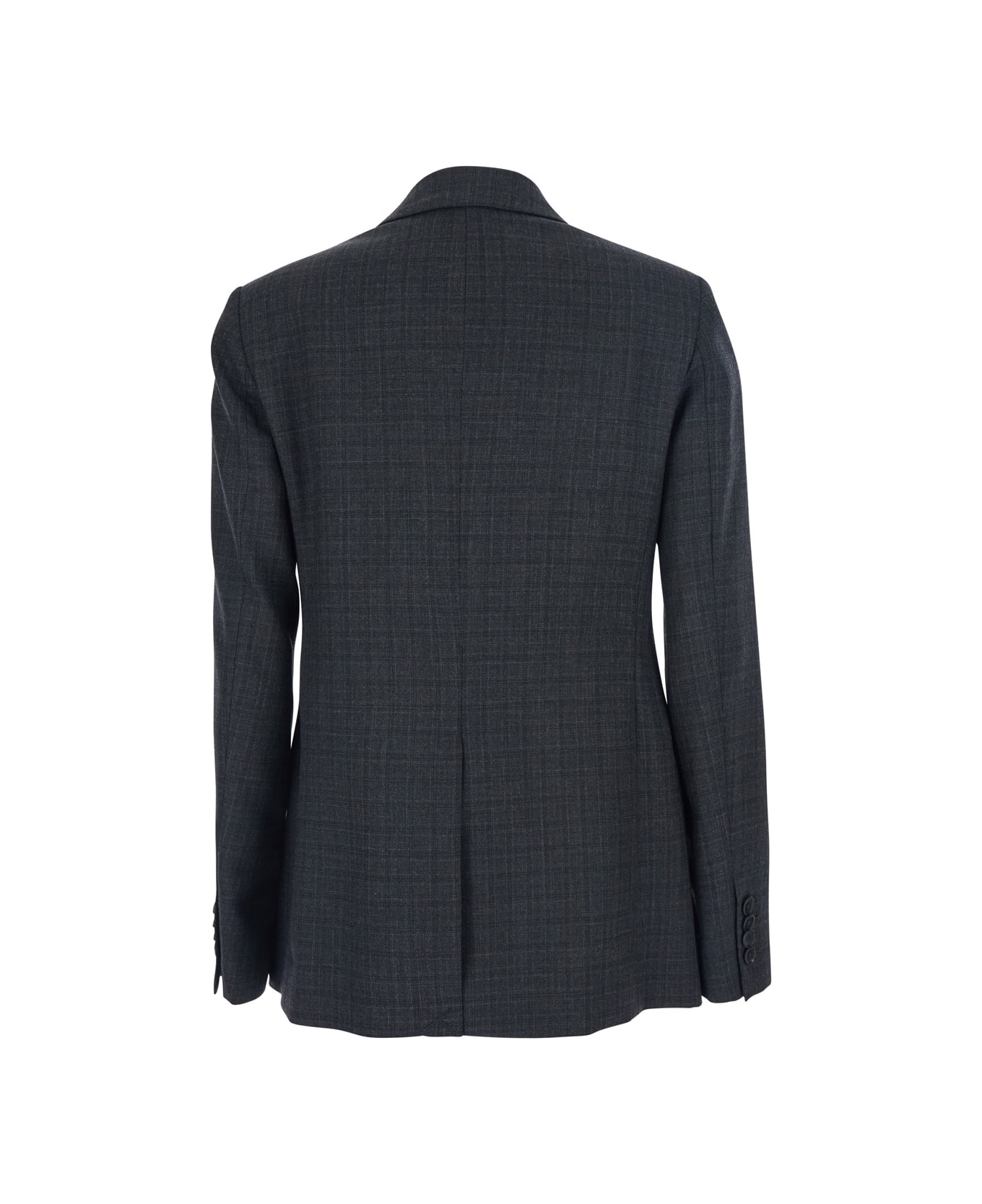 Mauro Grifoni Grey Double-breasted Jacket With Peak Revers And All-over Striped Motif In Wool Woman - Grey