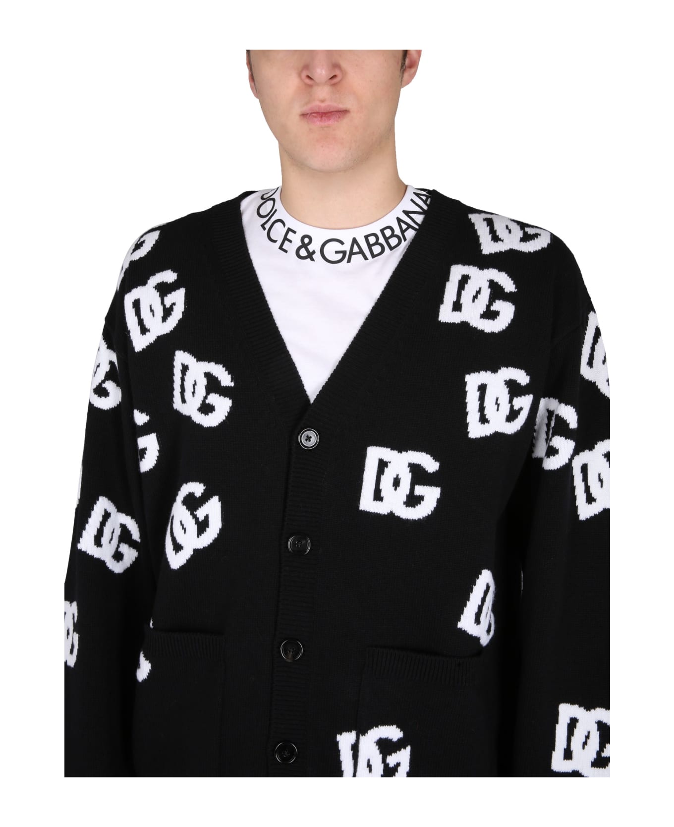 Dolce & Gabbana Cardigan With Logo - NERO