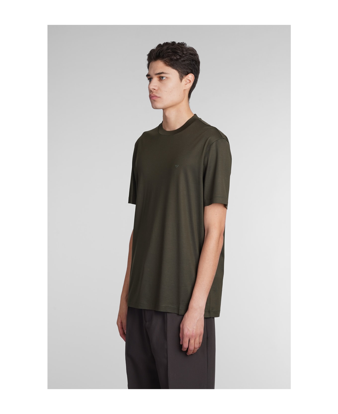 Emporio Armani T-shirt In Green Wool And Polyester - green