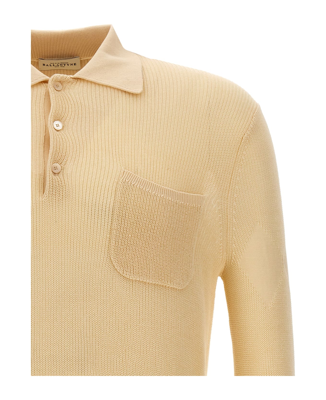 Ballantyne Cotton Knit Polo Shirt - Beige