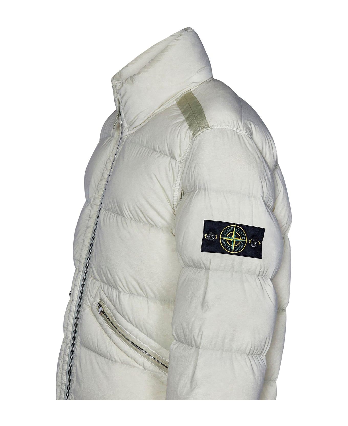 Stone Island High-neck Zip-up Coat - White コート