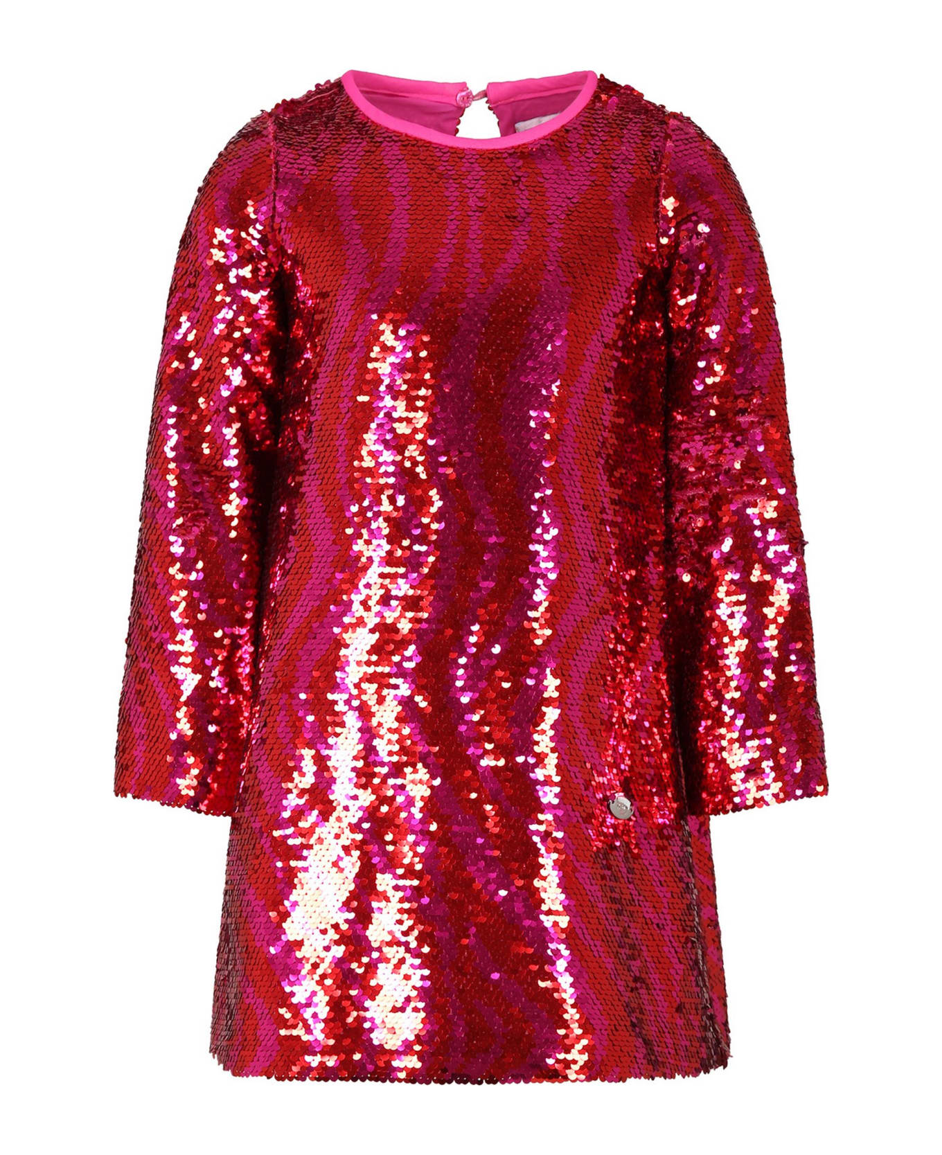 Chiara Ferragni Red Dress For Girl With Logo - Red ワンピース＆ドレス