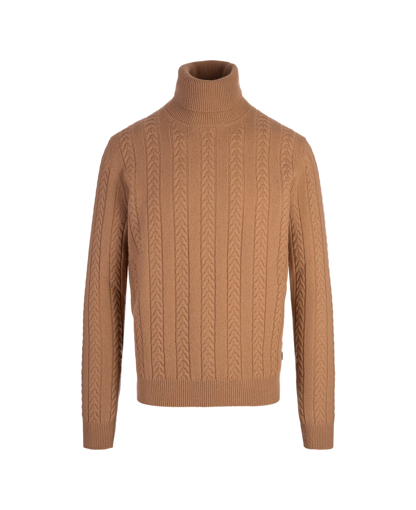 Hugo Boss Beige Virgin Wool And Cashmere Turtleneck Sweater - Brown