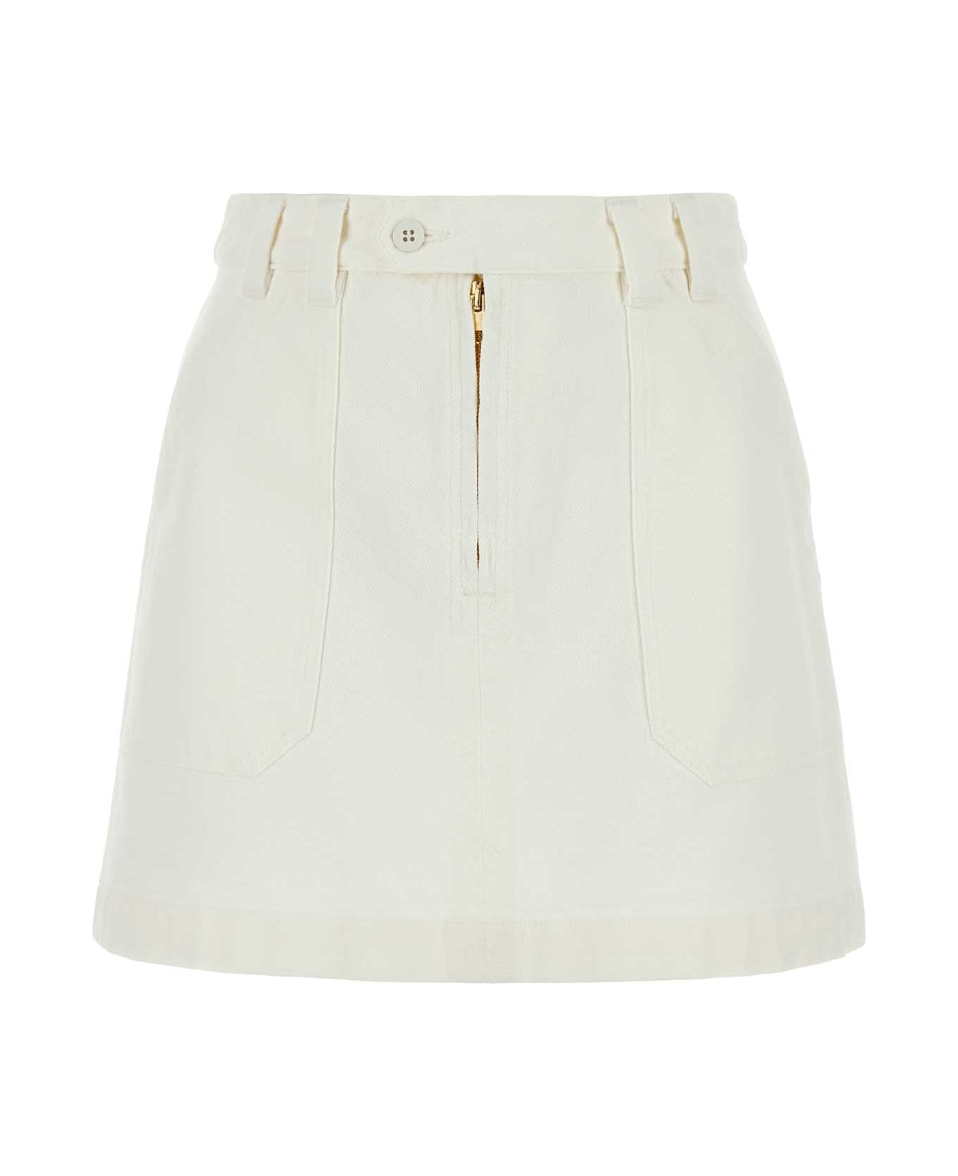 A.P.C. White Denim Sarah Mini Skirt - OffWhite スカート