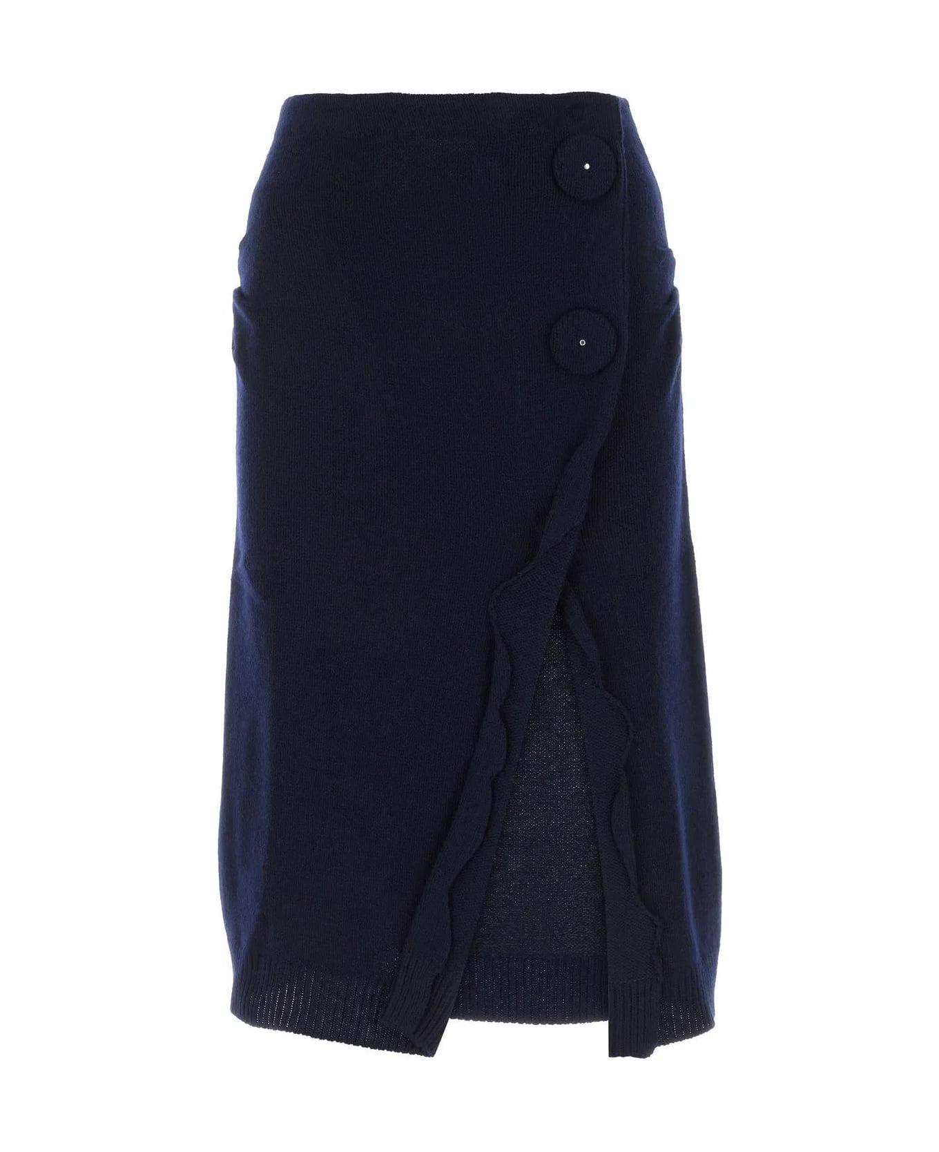 Prada Midnight Blue Wool Blend Skirt - Blu