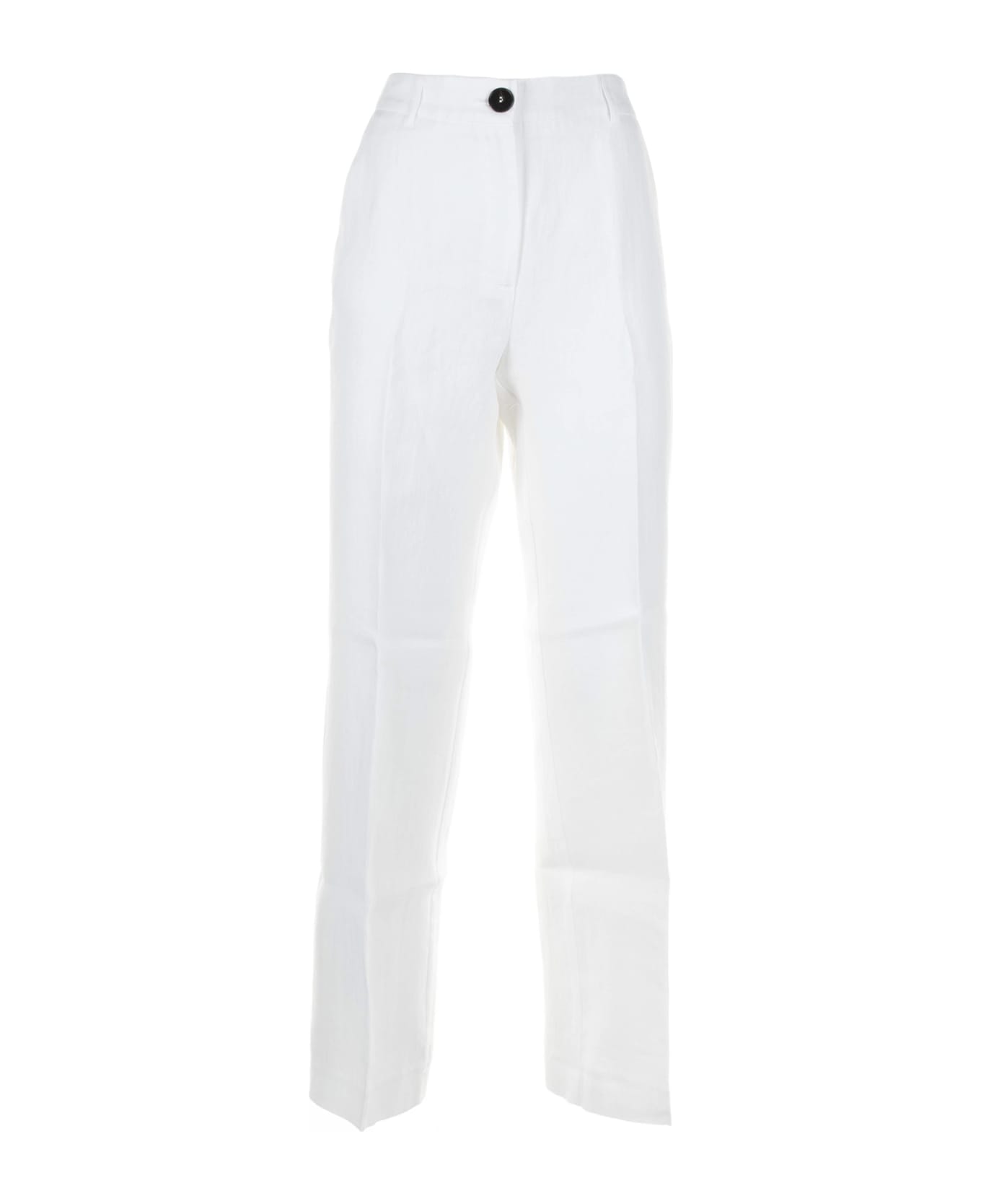Marella White High-waisted Trousers - BIANCO