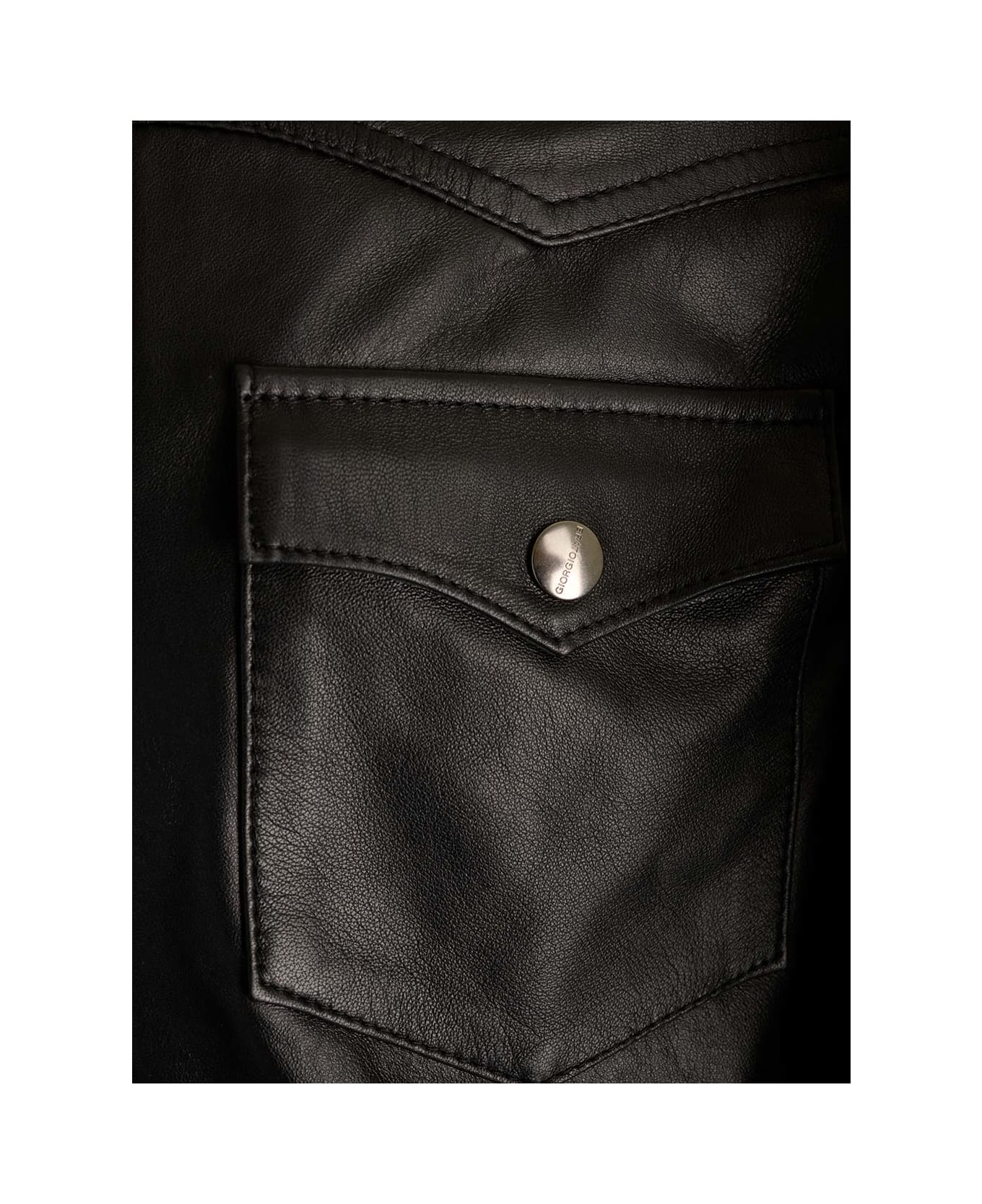 Giorgio Brato Black Leather 'texas' Shirt - Black