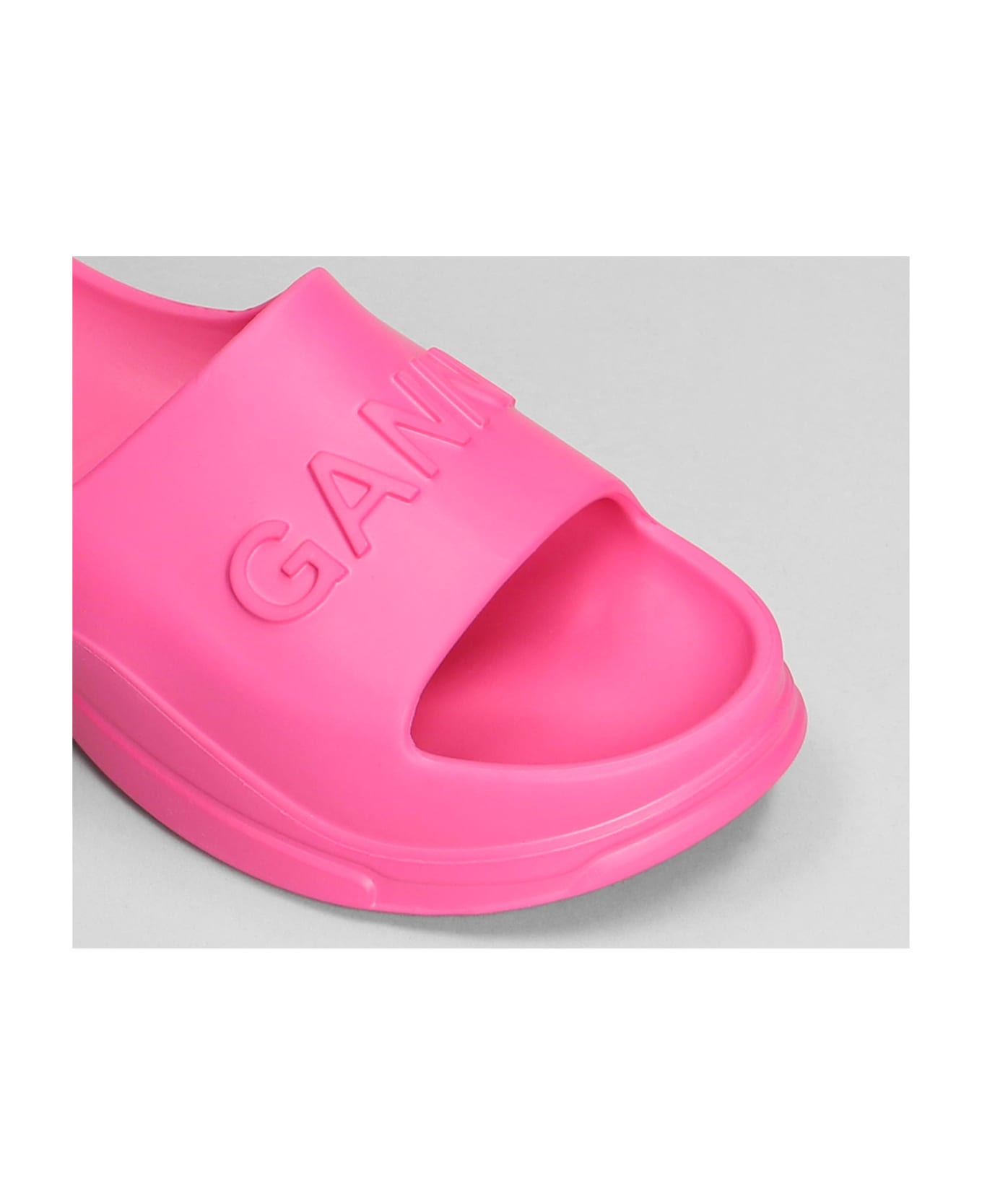 Ganni Slide Sandal With Logo - FUCHSIA