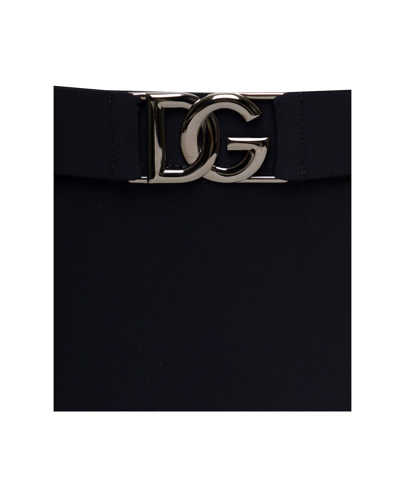 Dolce & Gabbana Black Swim Brief With Metallic Dg Logo In Stretch Polyamide Man - Black