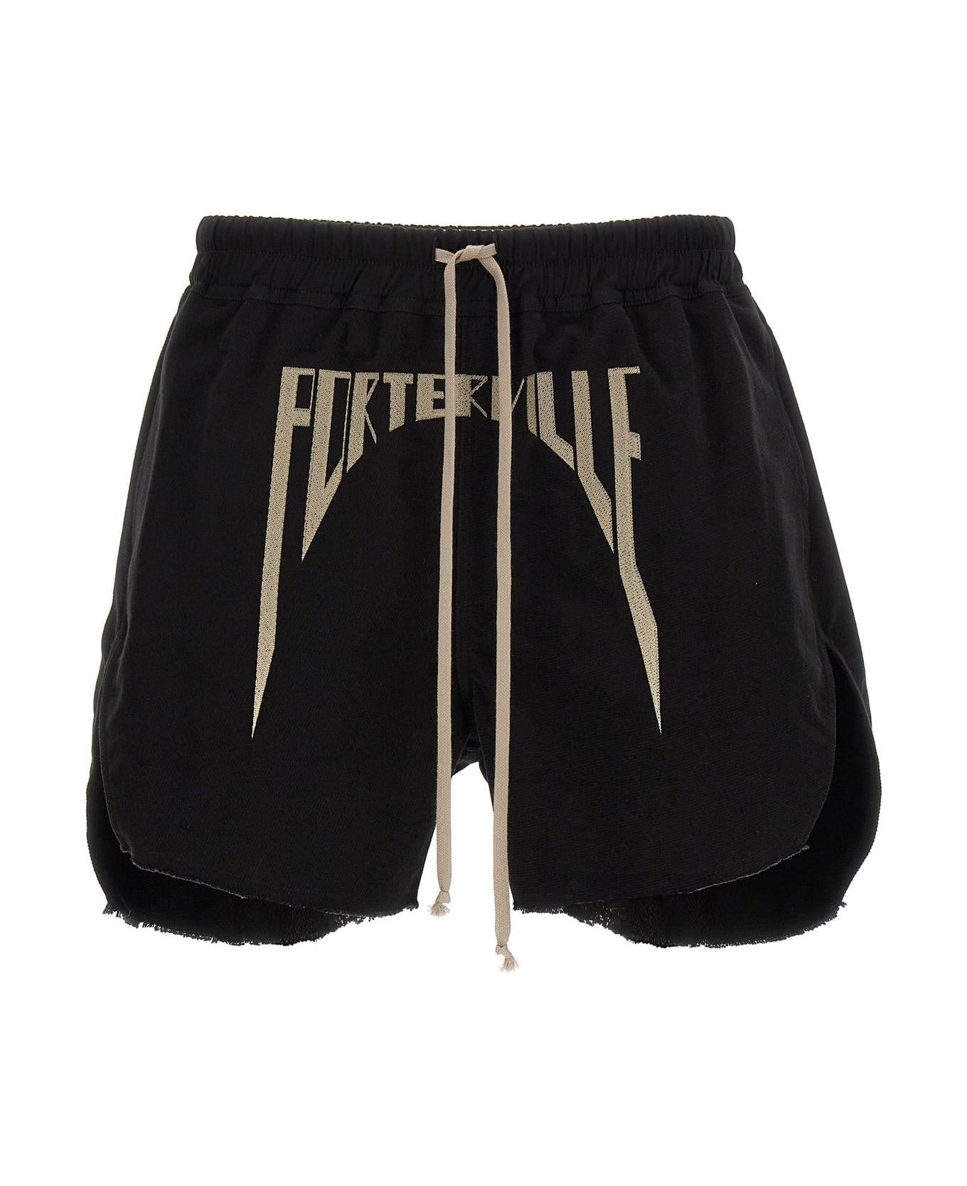 Rick Owens Frayed Hem Drawstring Shorts - Black
