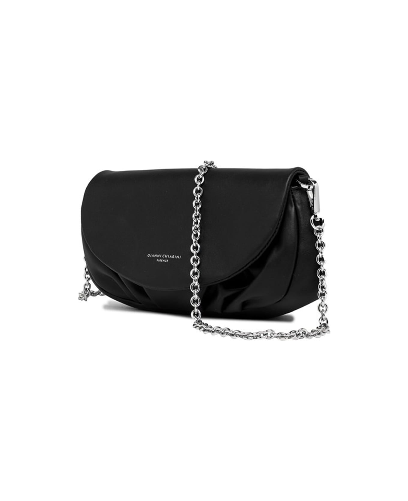 Gianni Chiarini Adele Leather Clutch Bag With Shoulder Strap - NERO