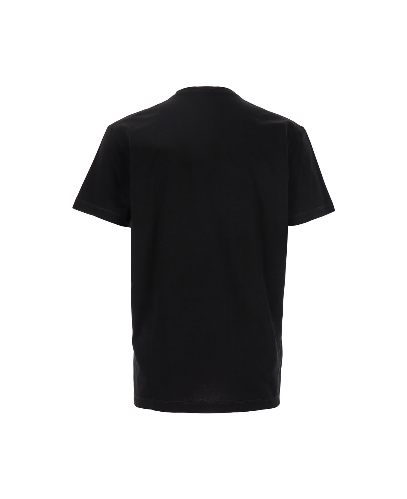 Dsquared2 Black Crewneck T-shirt With Logo Print On The Front In Cotton Man - Black