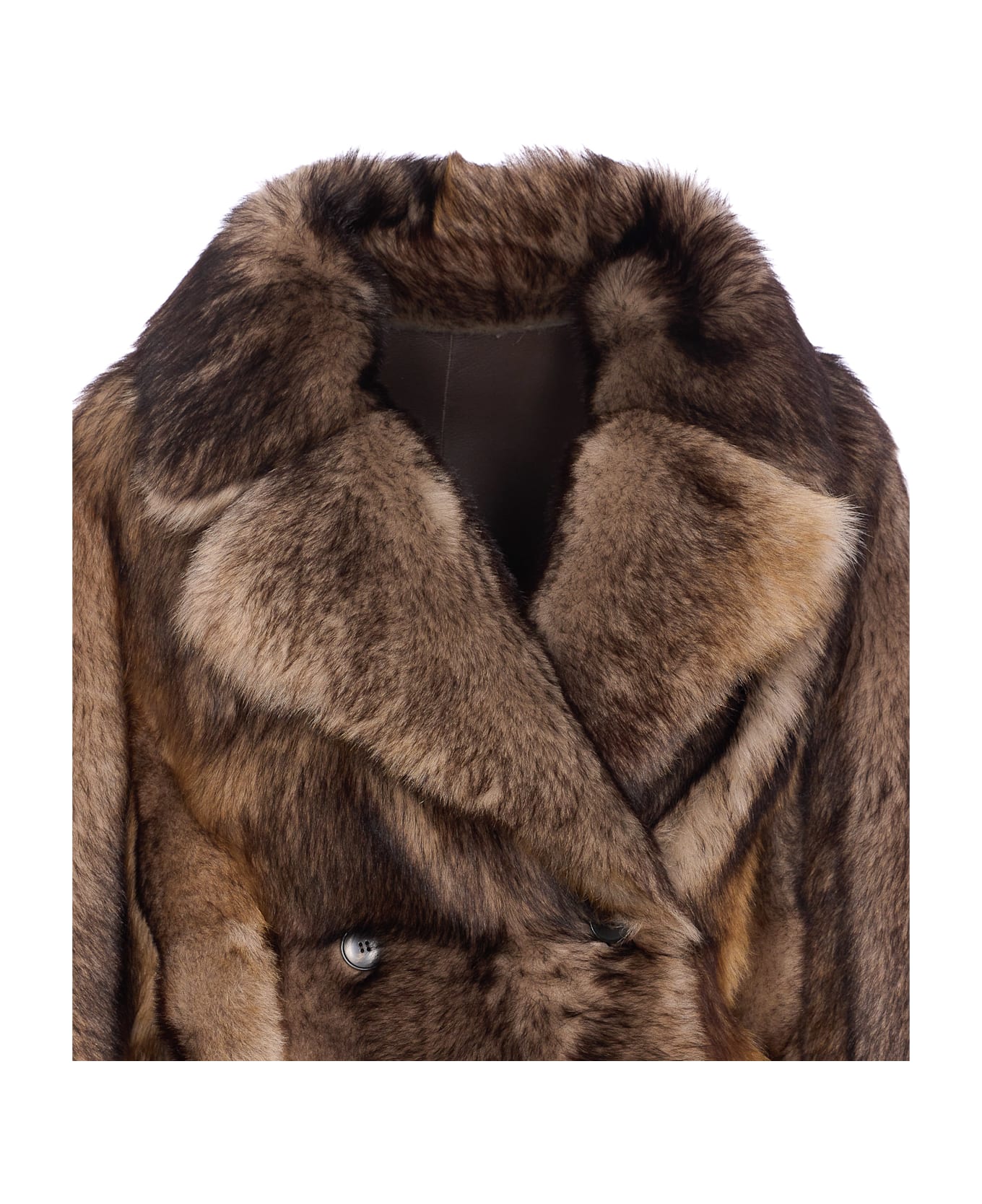 Yves Salomon Lamb Leather Coat - Brown