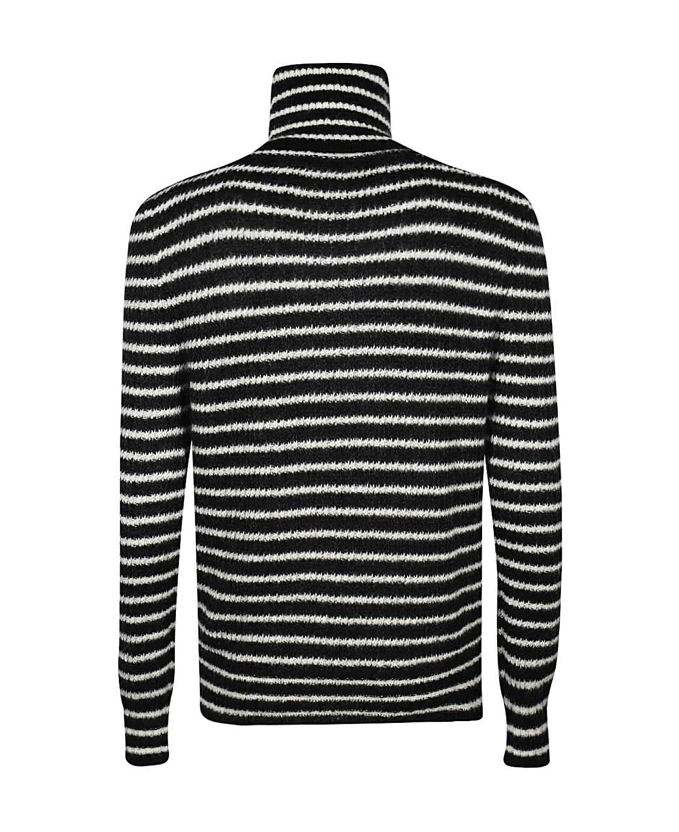 Saint Laurent Wool Striped Sweater - Black