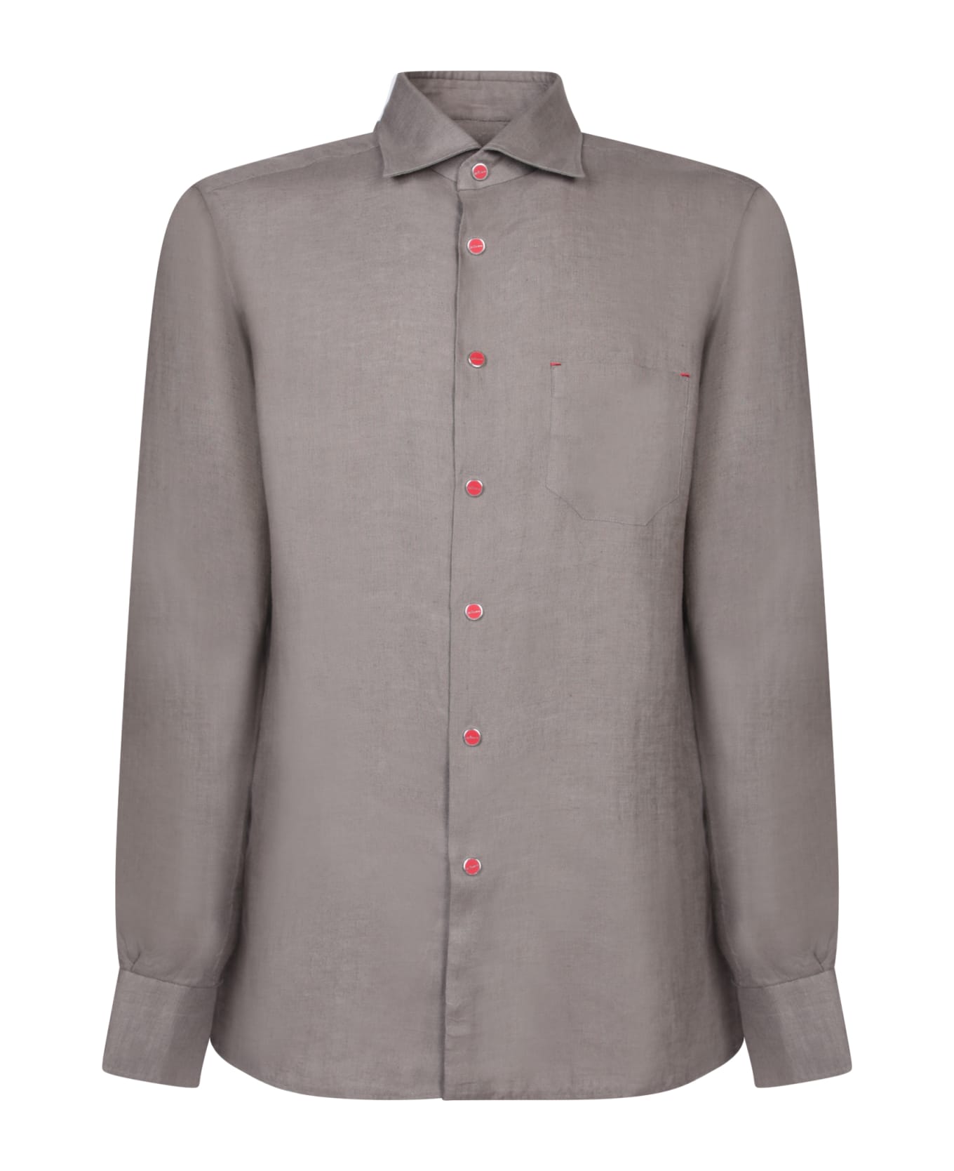 Kiton Melange Grey Linen Shirt - Grey