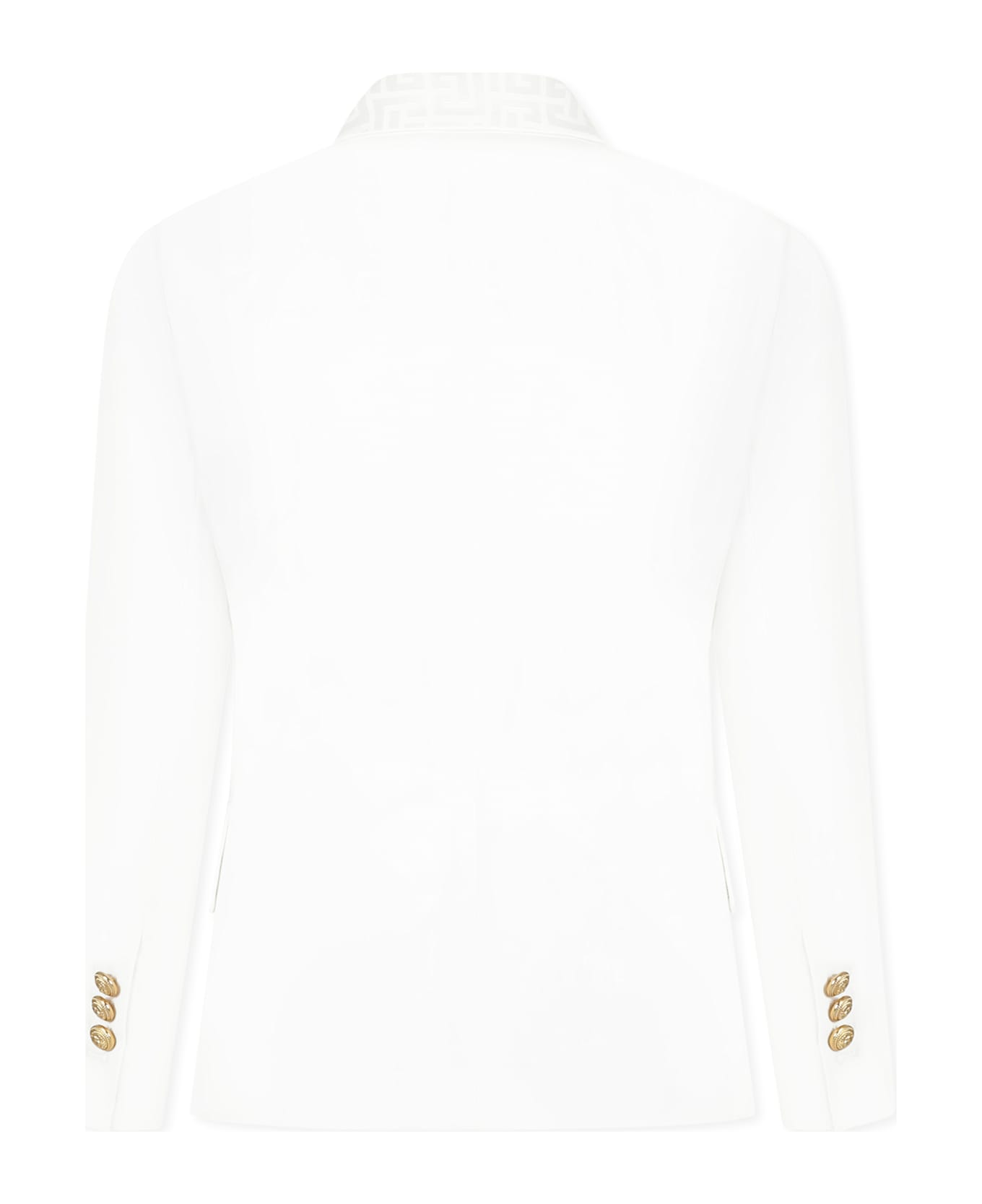 Balmain White Jacket For Boy With Iconic Labyrinth - White