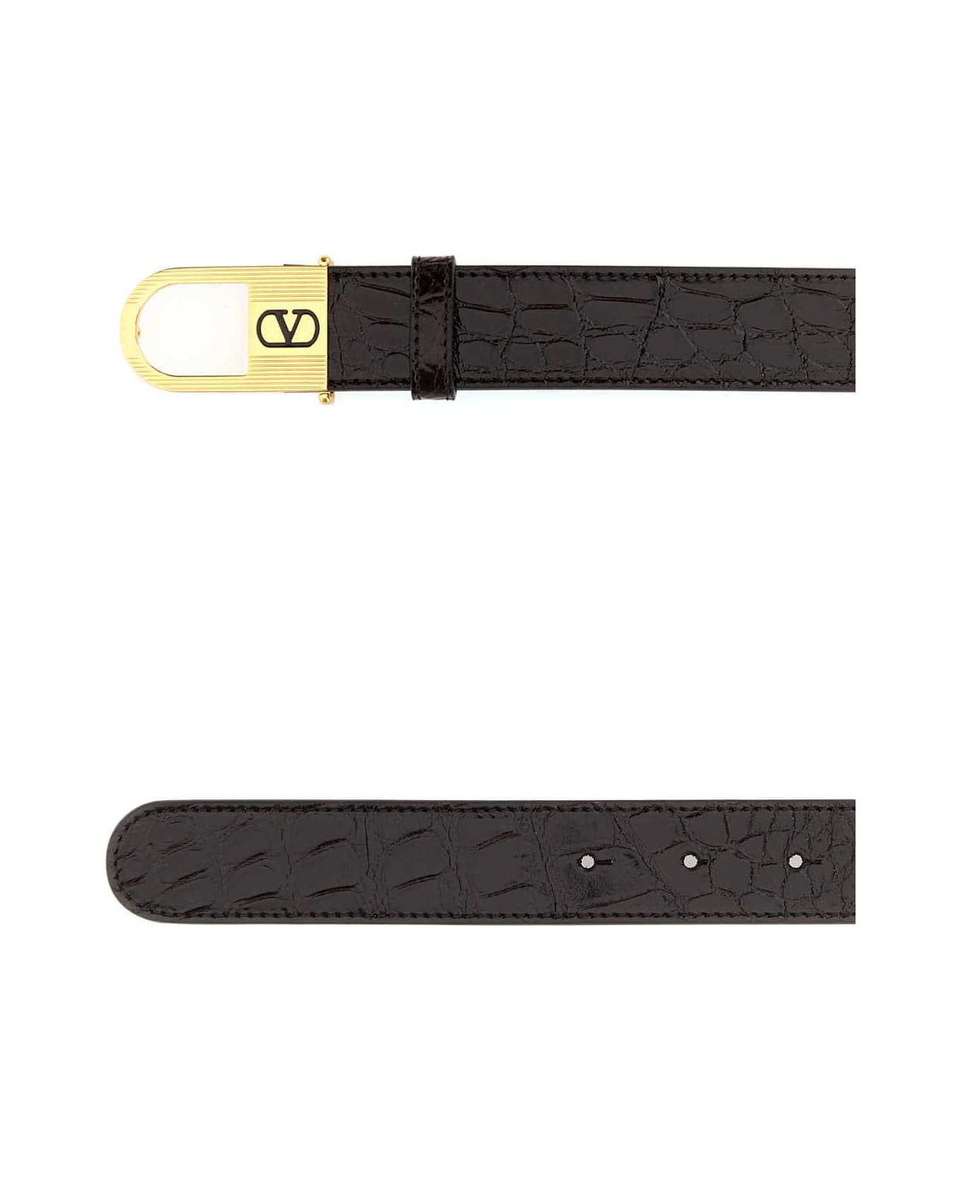 Valentino Garavani Dark Brown Leather Vlogo Signature Belt - OAKBROWNNERO