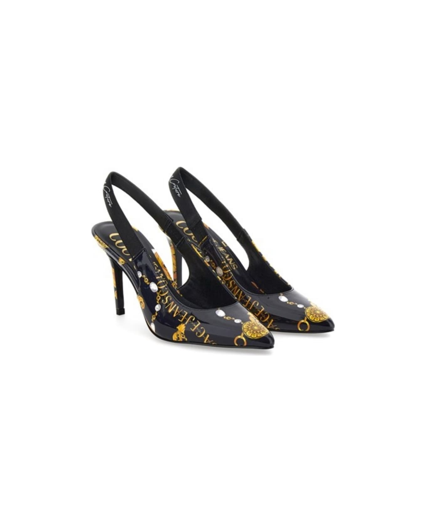 Versace Jeans Couture Decolleté In Black And Gold - Black