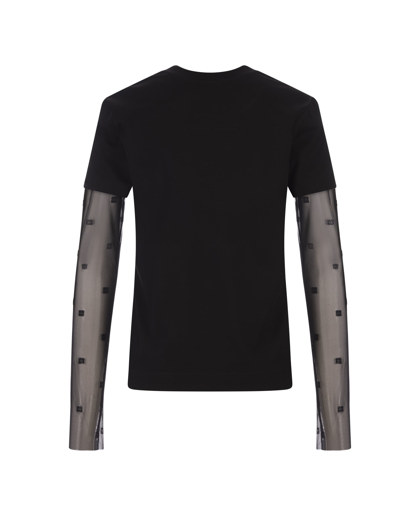 Givenchy Black T-shirt With 4g Plumetis Tulle - Black